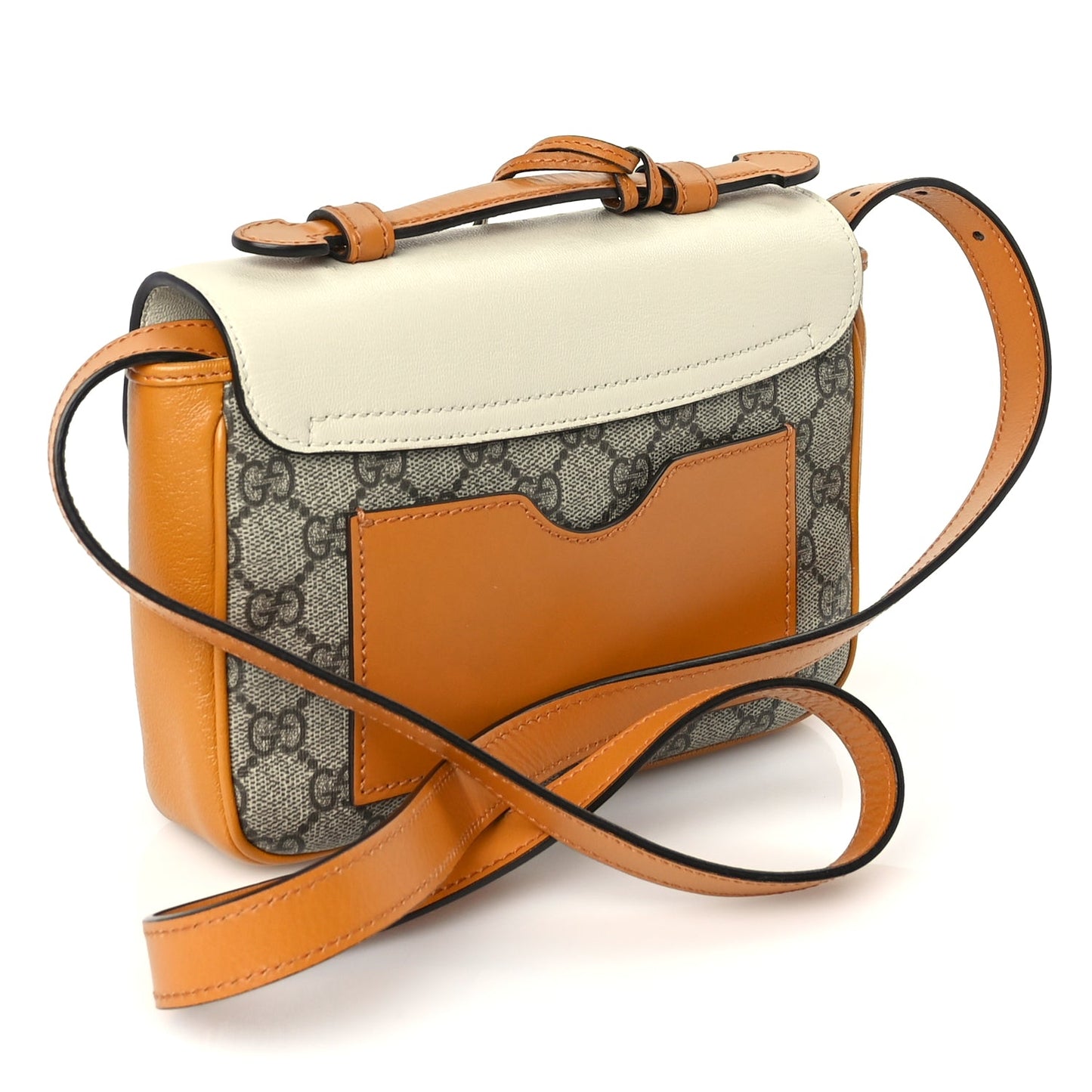 Gucci GG Supreme Monogram Calfskin Mini Padlock Flap Pocket Shoulder Bag Mystic White Sun Oil