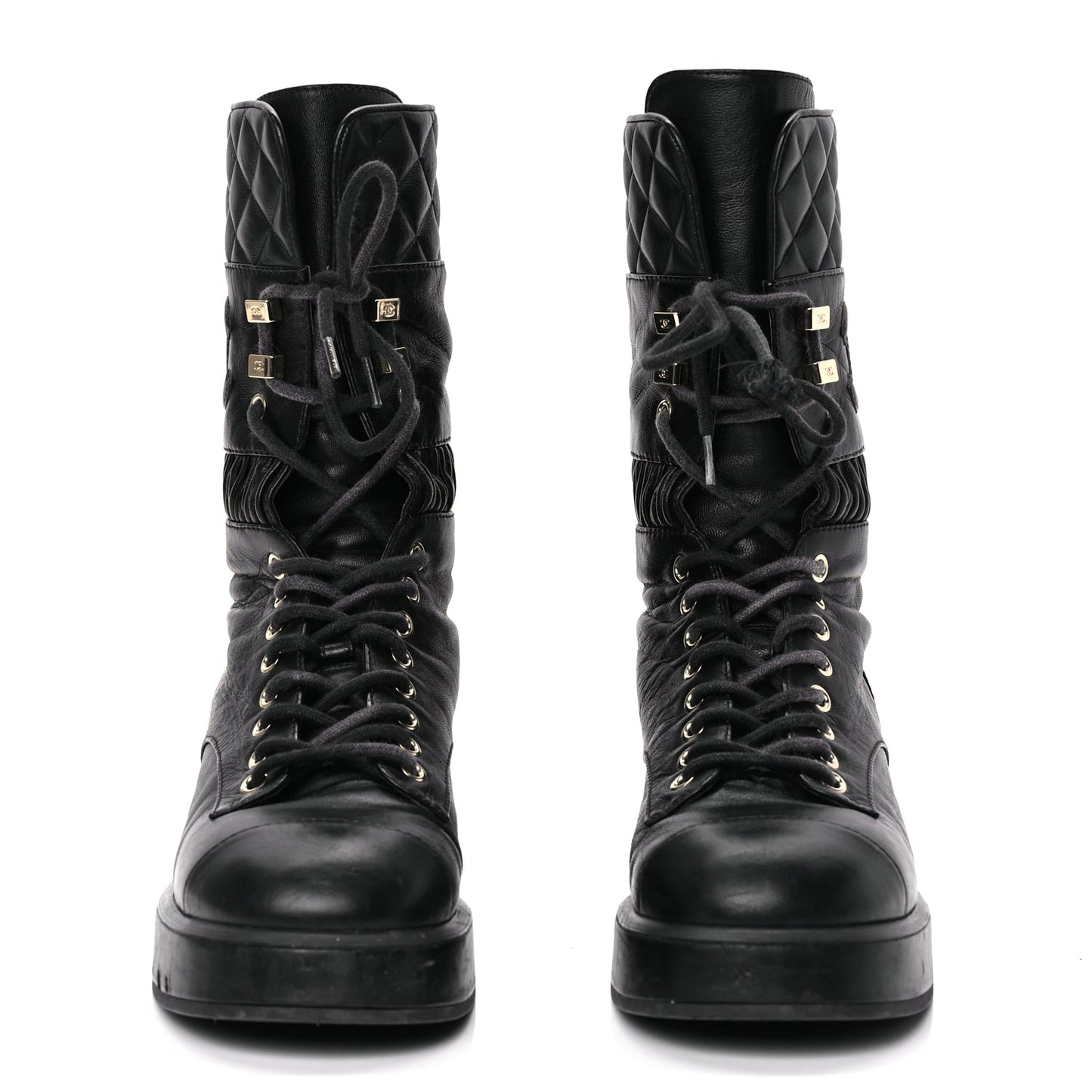 Oraia Archive | Lambskin Quilted Lace Up - Combat Boot Edition