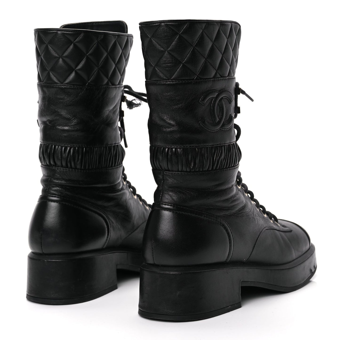 Oraia Archive | Lambskin Quilted Lace Up - Combat Boot Edition