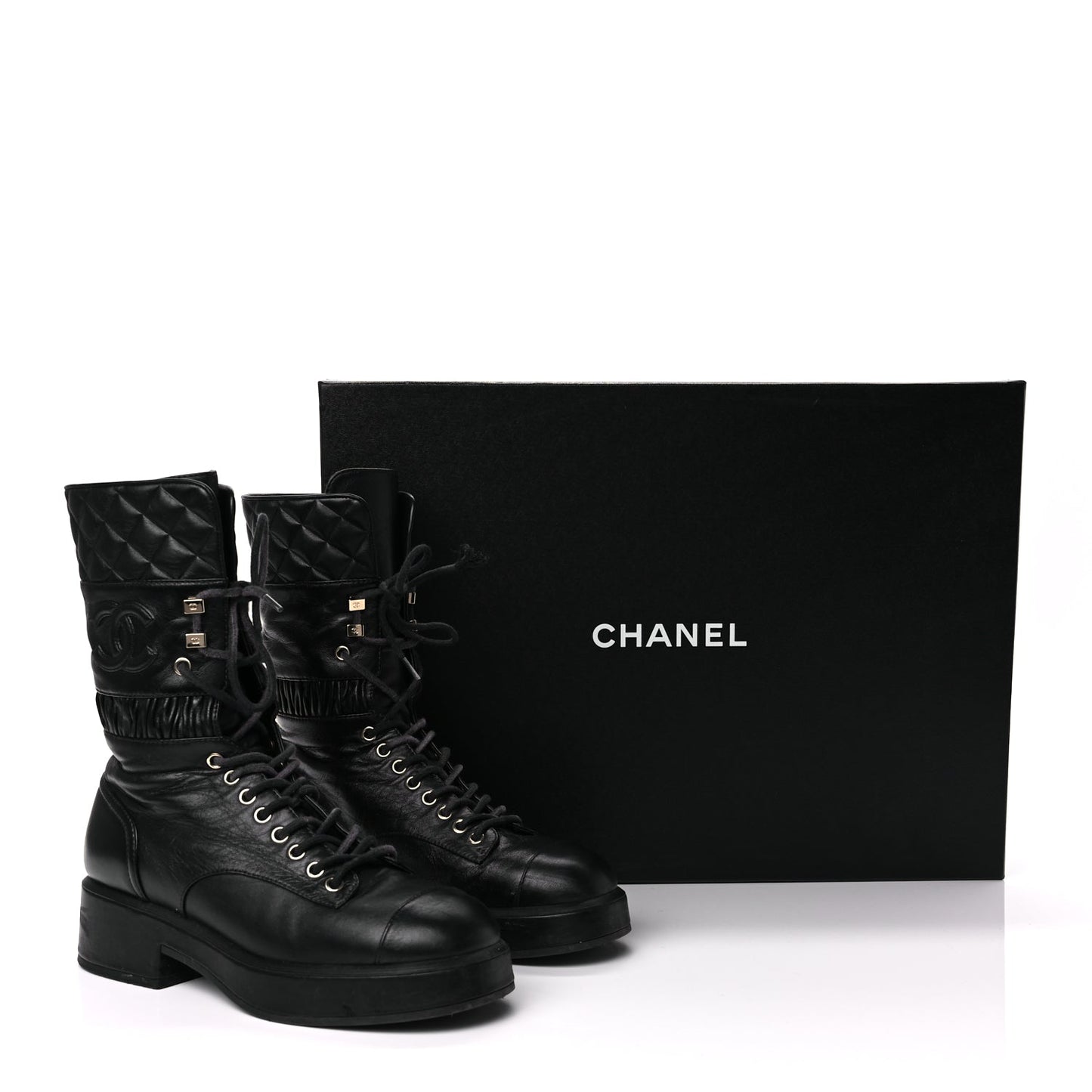 Oraia Archive | Lambskin Quilted Lace Up - Combat Boot Edition